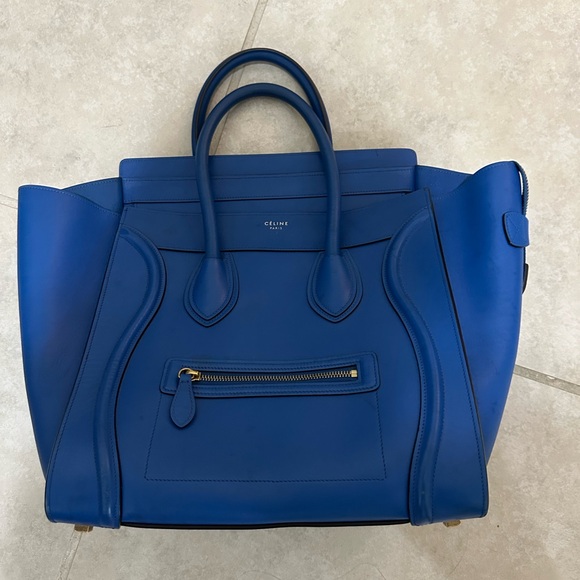 Celine Handbags - Celine Cobalt Blue Luggage Bag